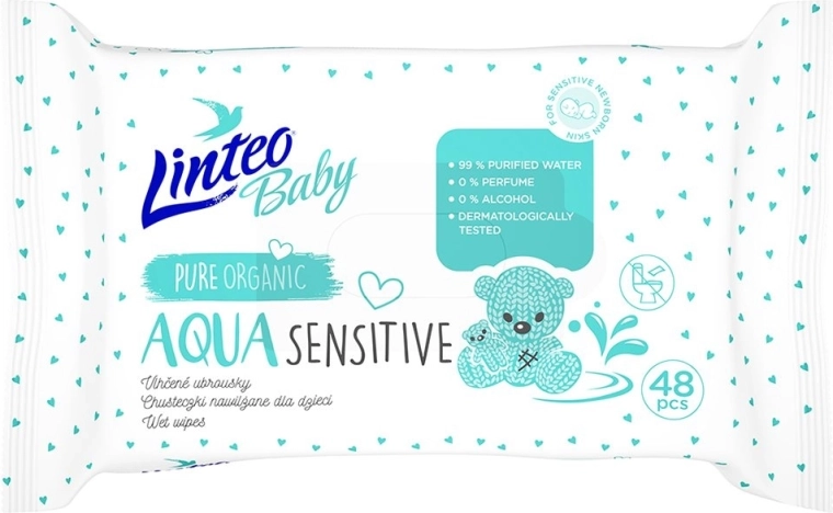 Linteo baby aqua sensitive beebide niisked salvrätikud 48 tk