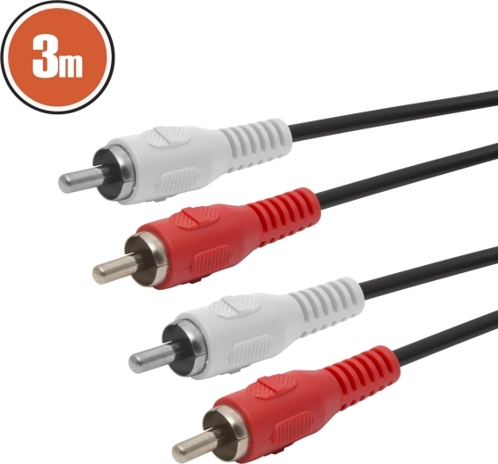 RCA helikaabel 3 m, punane ja valge