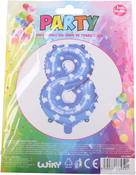 Sinine täispuhutav õhupall number 8 tähtedega