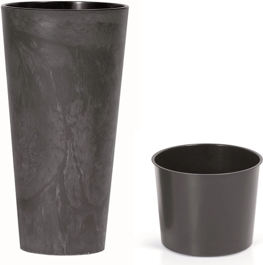 Lillepott Tubus Slim Beton Effect sisuga 15 cm antratsiit