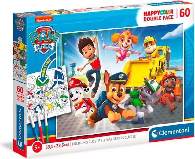 Clementoni kahepoolsed pusled PAW PATROL 60 tükki koos värvimislehega