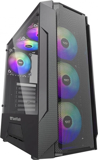 Arvutikorpus Darkflash LEO must klaaspaneeli ja RGB-valgustusega