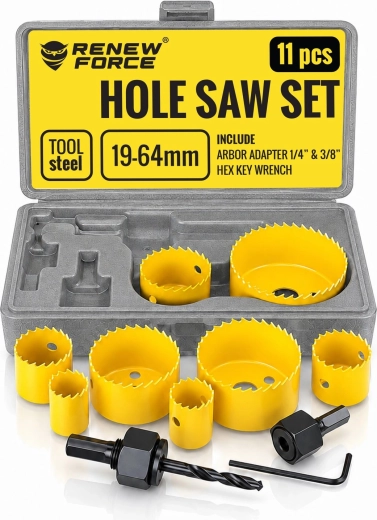 Renew Force Hole Saw Set for Softwood, 11 Pieces