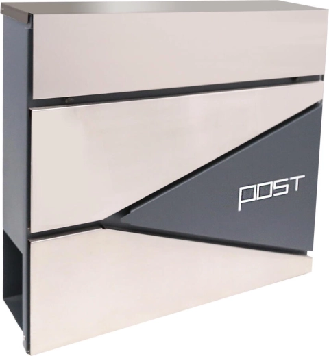 Tsingitud terasest ja roostevabast terasest postkast ajalehetoruga, 371 × 362 × 105 mm