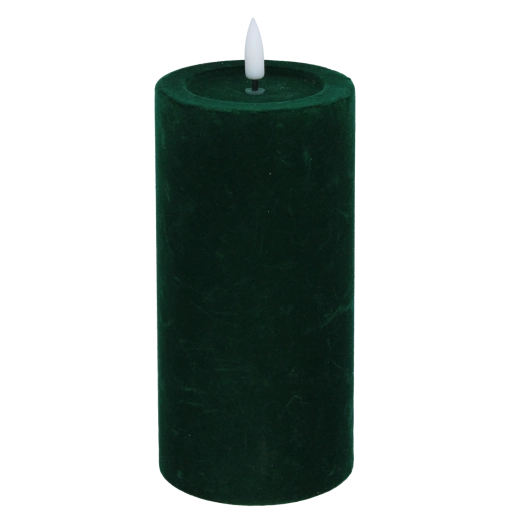 LED candle with flickering flame, red-green velvet 7.5 × 18.5 cm - 1 piece