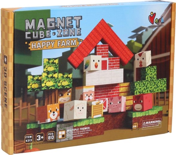 Magnetkuubikute konstruktorkomplekt Magnet Cube Zone Happy Farm (80 osa)