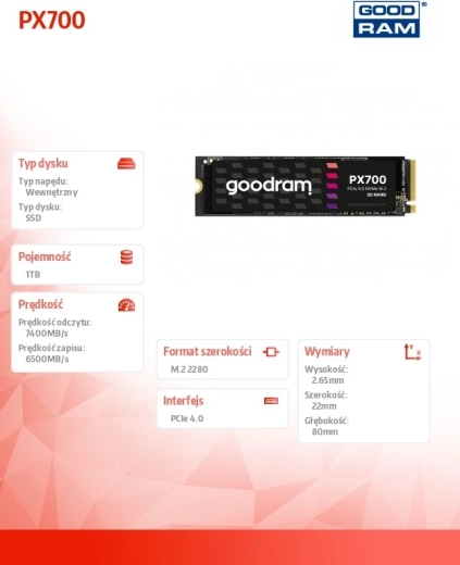 GOODRAM PX700 SSD 1 TB M.2 PCIe 4.0 NVMe 2280