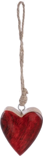 Punane mangopuidust riputatav süda 4 × 2 × 5 cm