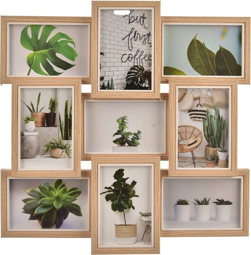 Puidust kollaažpildiraam 9 foto jaoks 45 × 45 cm pruun