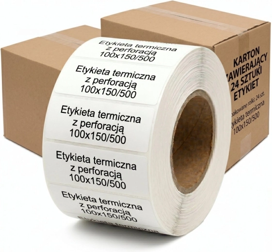 Termoetiketid 100 × 150 mm, rull 500 tk, kast 24 rulli