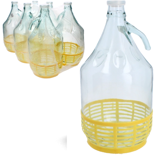 Klaasist demijoon 5 l sangaga ja plastikkorgiga