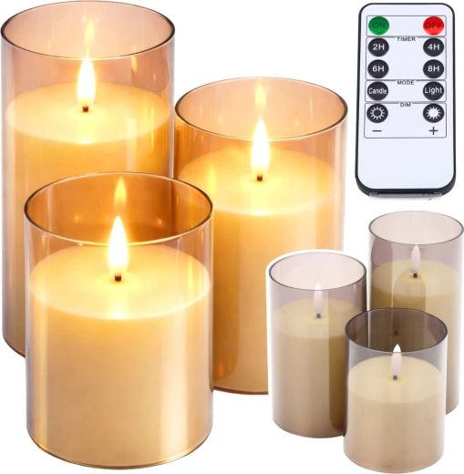 LED-küünalde komplekt kaugjuhtimisega, soe valgus, 3 tk