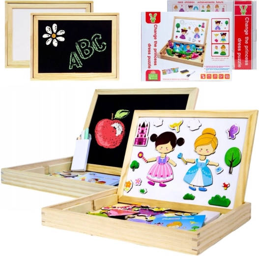 Wooden multifunctional educational board 2-in-1