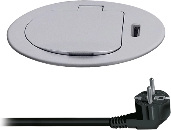 Solight built-in socket 1× 230 V + USB-C PD 20 W, 2 m, silver