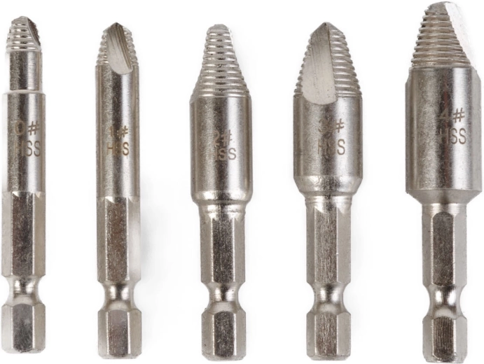 Damaged Screw Extractor Set 0–4, 5 pcs