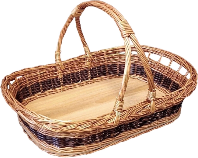Suur lakitud punutud kandik sangadega 53 × 40 × 27 cm