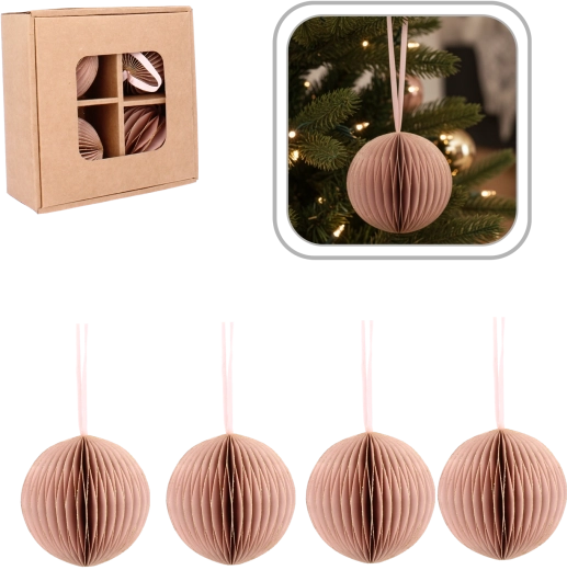 Roosade paberist jõuluehete komplekt 7 cm (4 tk)