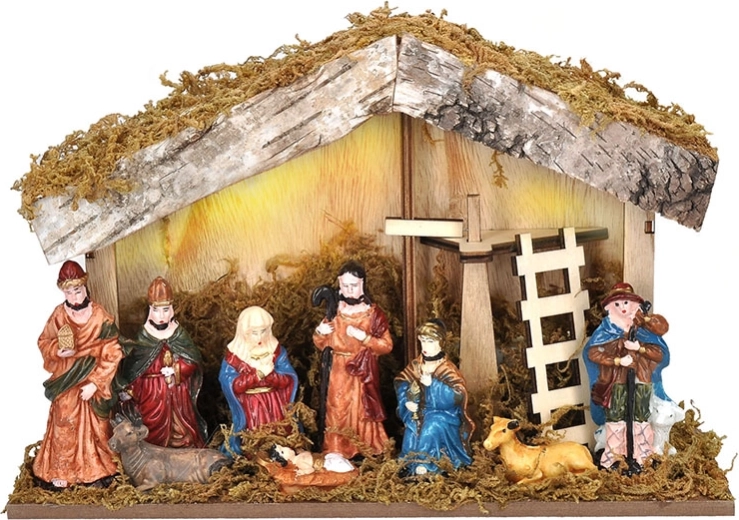 Solight LED wooden nativity scene with backlight 27 × 7 × 17 cm