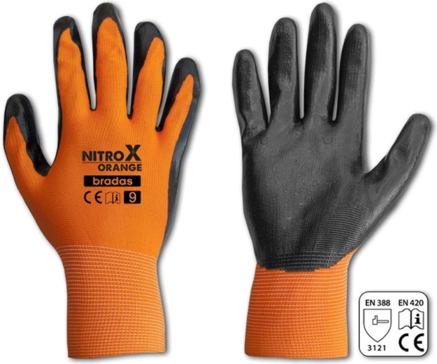 Töökindad nitriiliga NITROX ORANGE, suurus 10