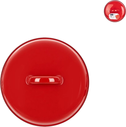 Enamel lid with rim 15 cm red