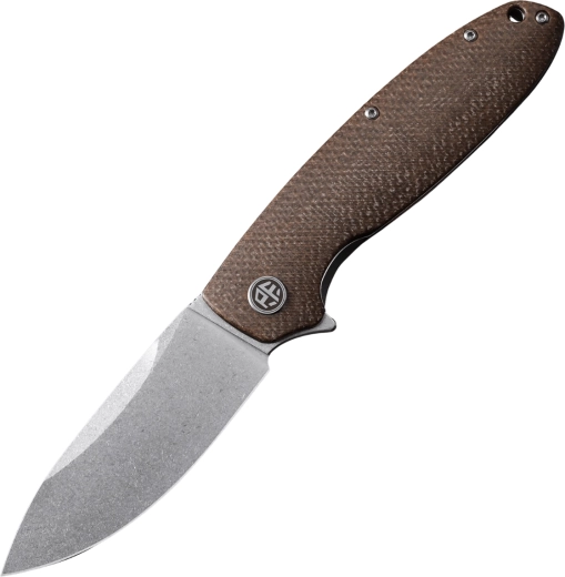 Petrified Fish Terra pocket knife 8 cm, stonewash, brown Micarta