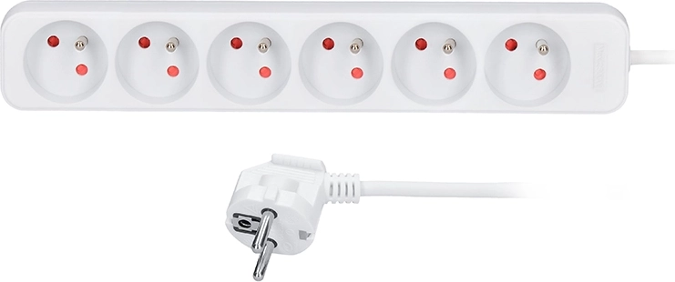 Solight pikendusjuhe 6 pistikupesaga, valge, 5 m