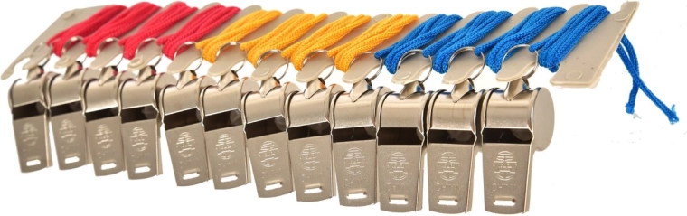 Metal whistle on a neck lanyard (mix of 3 variants)