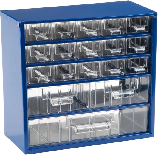Metallist sahtlitega organiseerija TOKOZ, 30,5 × 28 × 15,5 cm, sinine