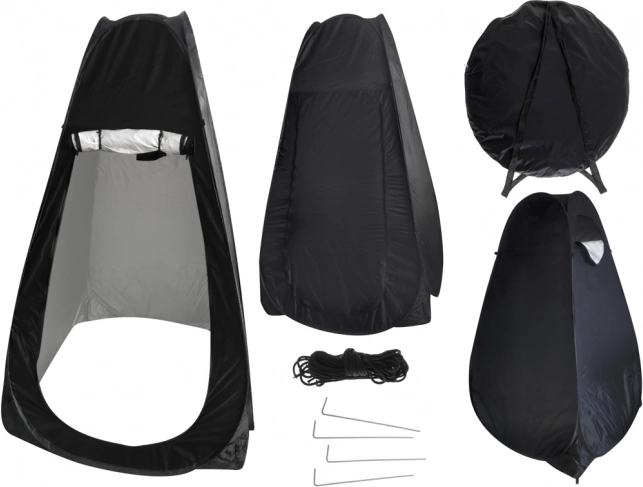 Isetõusav privaatne duši- ja riietustelk, must