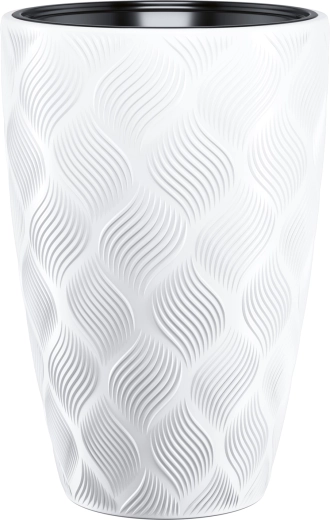 Lillepott Flow Slim 40 3D soonelise mustriga, valge