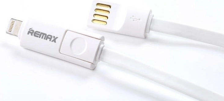 Remax laadimiskaabel micro USB koos Lightning-adapteriga 1,2 m valge