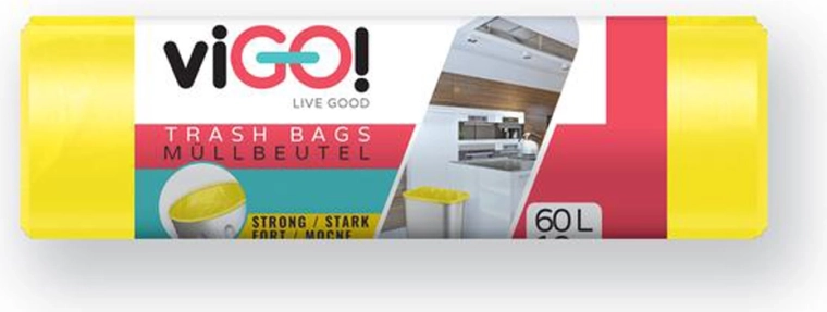 LDPE prügikotid 60 l kollased 60 × 80 cm (10 tk) VIGO