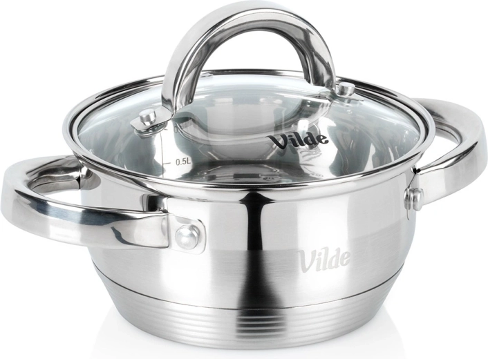 Stainless steel pot with glass lid INOXCELLENT 14 cm, 1 l