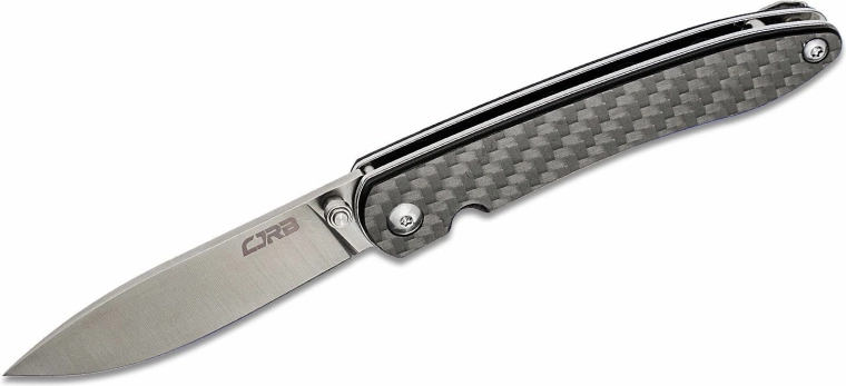 Taskusse käiv kokkupandav nuga CJRB Ria 7,5 cm, sand polish, must, süsinikkiud