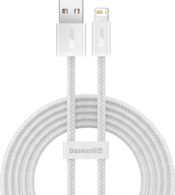 Baseus Dynamic USB–Lightning kaabel 2 m, kiire laadimine 2,4 A (valge)