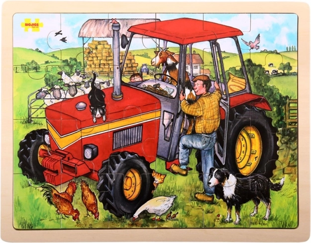 Puidust pusle traktor 24 tükki BIGJIGS TOYS