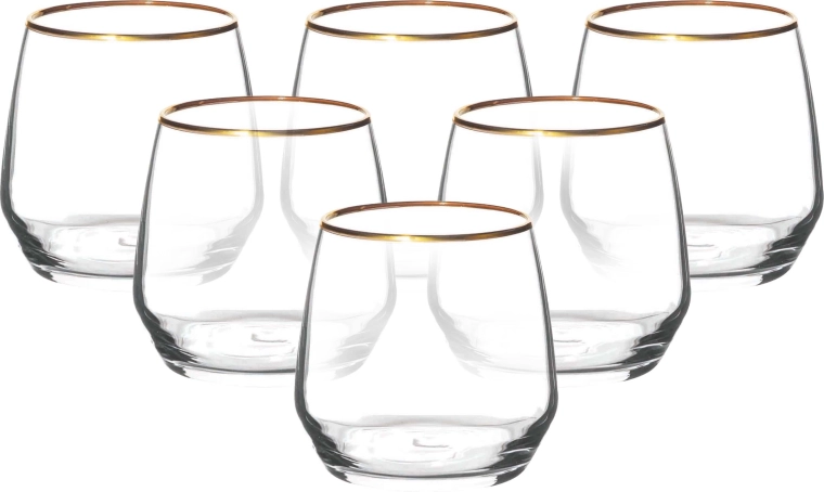 Rubin gold komplekt 6 klaasi 370 ml kuldse äärega