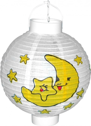 Kuu ja tähtede motiiviga patareitoitel lampion 20 cm