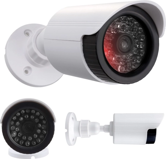 IR LED-ga torukaamera makett, valge, toide 2× AA, ABS, IP44