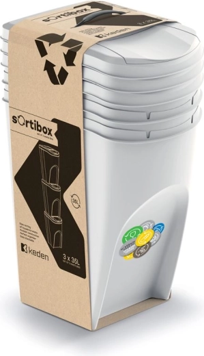SORTIBOX 3×35 l sorteerimisprügikastide komplekt, tuhkhall