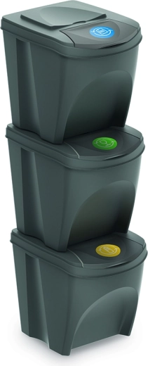 3 Sortiboxi sorteerimisämbri komplekt, hall kivi, 3×25 l