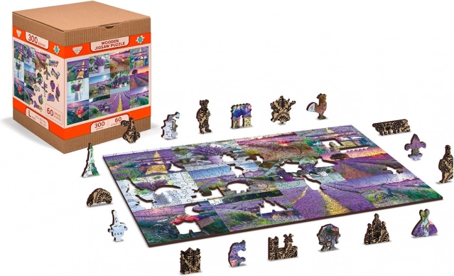 Puidust pusle WOODEN CITY Lavendlivärvi Prantsusmaa 2in1, 300 tükki