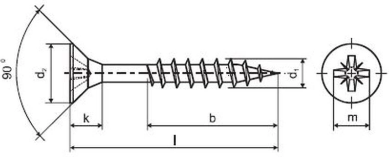 Universaalne osakeermega kruvi 5,0 × 90 mm, tsingitud, 200 tk