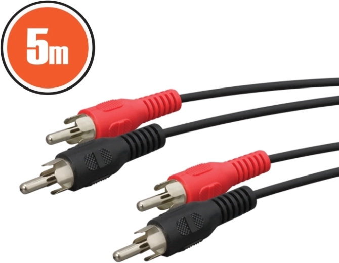 RCA-audiokaabel 5 m, punane ja must