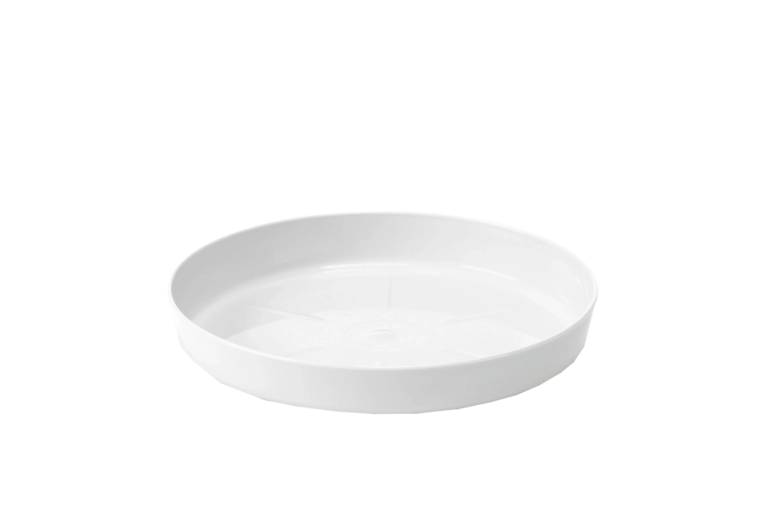 Valge plastist lillepoti alus Lamela 17 cm