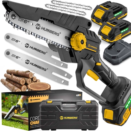 Aku mini kettsaag Humberg 6" harjadeta 21 V
