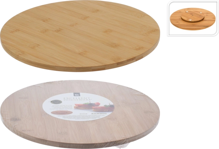 Rotating bamboo serving tray 35 cm
