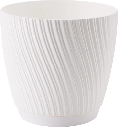 Lillepott MIKA ECO RECYCLED koos alustassiga 23 cm valge