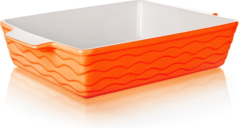 Keraamiline ahjuvorm Culinaria, ristkülikukujuline 33 × 21 cm, oranž-valge