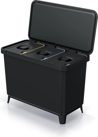 SYSTEMA 3×10 l jäätmete sorteerimiskast taaskasutatud plastist, seinale paigaldatav